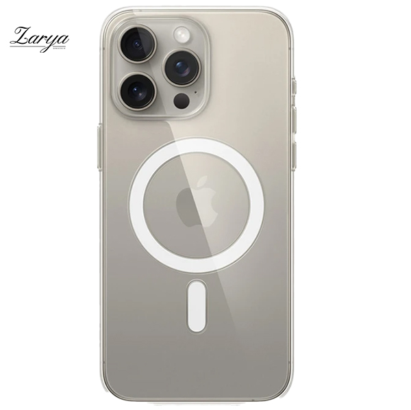 ⁨قاب ژله‌ ای آیفون 15 پرو مگ‌ سیف‌ دار شفاف